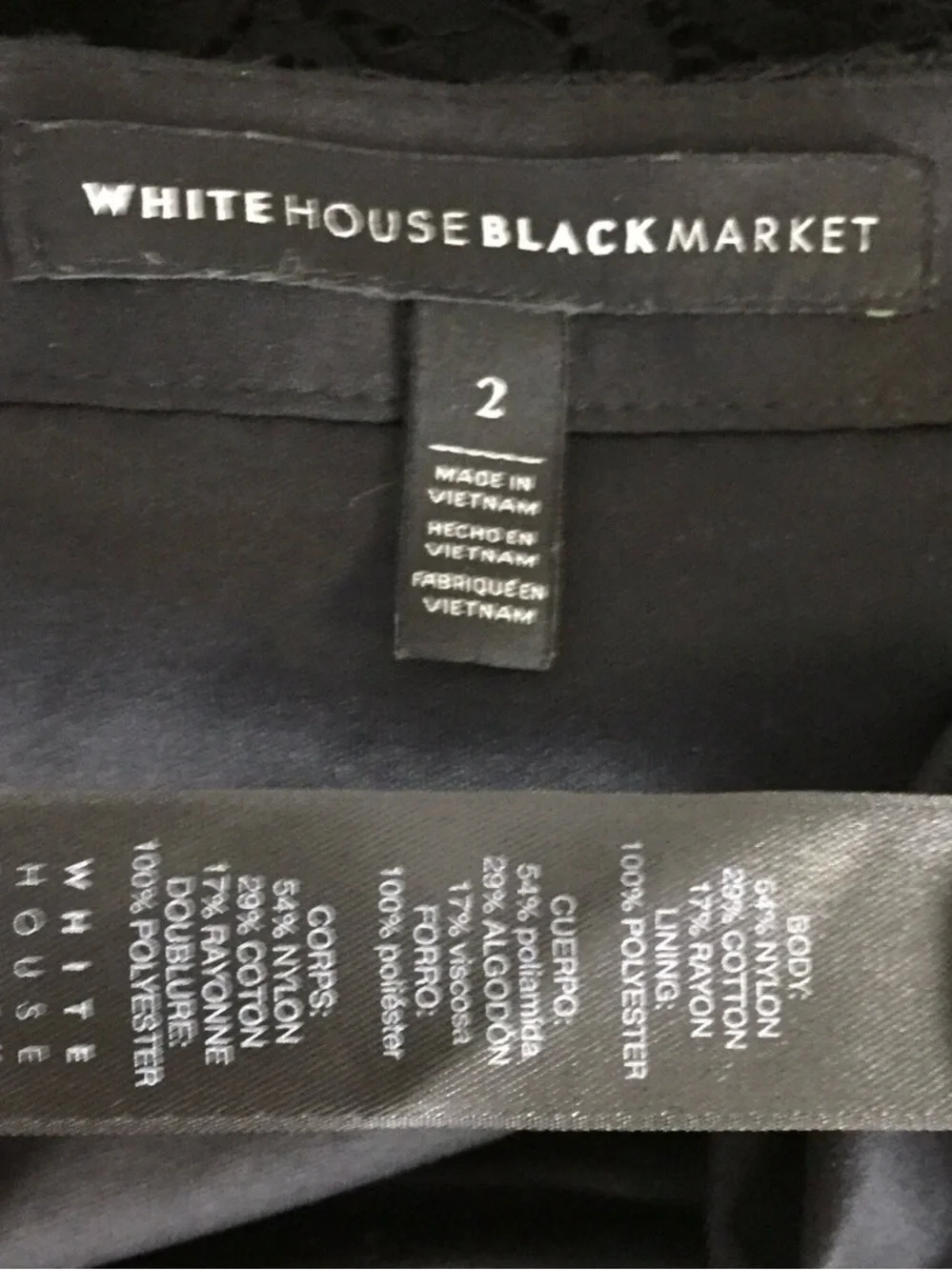White House Black Market Women's 2 Lace Off Shoulder 3/4 Sleeve Shift Dress